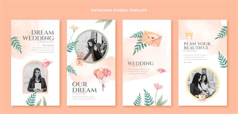 Watercolor instagram stories collection for wedding planning company ...