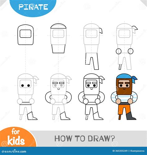 How To Draw Pirate For Children. Step By Step Drawing Tutorial Cartoon ...