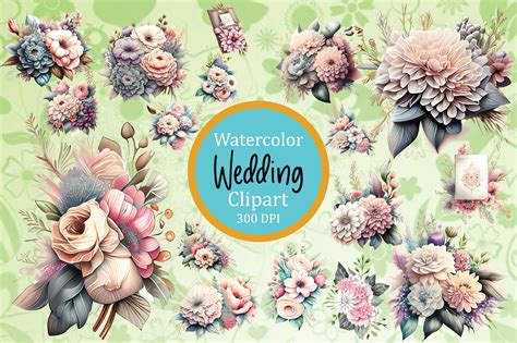 Floral Wedding Clipart, Weddings Clipart Graphic by Colourful ...