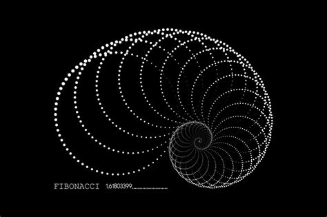 Fibonacci Sequence Spiral Golden ratio Geometric shapes Circles dots in ...