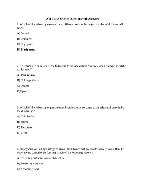 ATI TEAS Science Questions with Answers - Scholarfriends