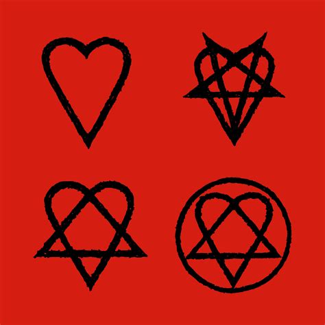 Heart Pentagram Inverted Heartagram Sign, Symbol of love and hate ...