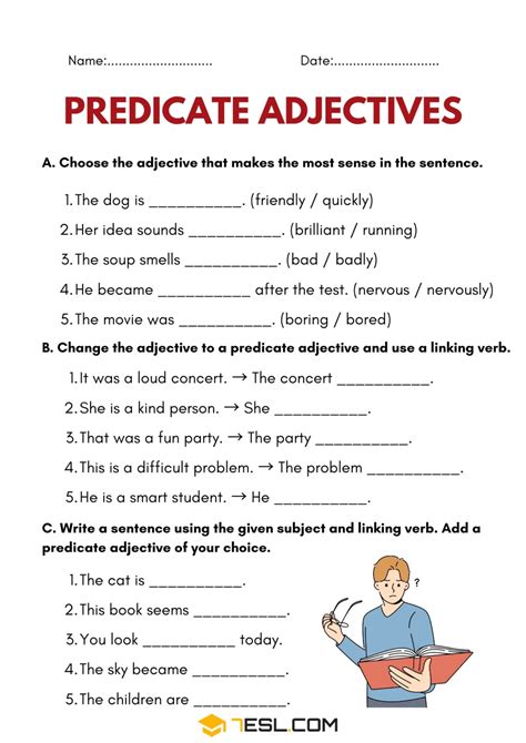 Predicate Adjectives Made Easy: Free Worksheets & Exercises • 7ESL