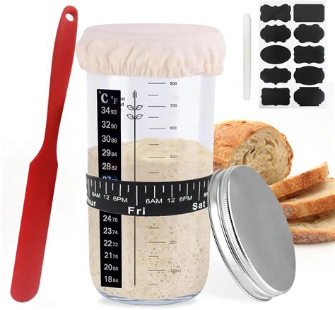 Amazon.com: Sourdough Starter Jar Kit - 34 oz Sourdough Starter Kit ...