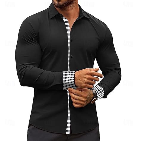 Men's Plaid / Check Dress Shirt Casual Shirt Button Up Shirt Long ...