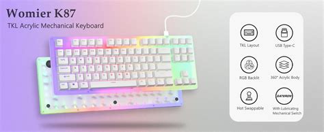 Womier K87 Mechanical Gaming Keyboard Gateron Switch Tkl Hot Swappable ...