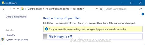 Image result for File History in Control Panel