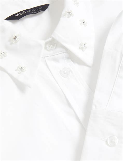 Buy Pure Cotton Embellished Collared Shirt at Marks & Spencer