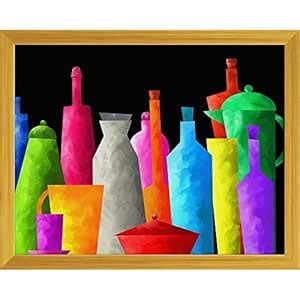 Pitaara Box Colored Bottles D1 | Canvas Painting for Bedroom & Living ...