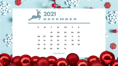 Download 2021 December Calendar With Red Snowflakes And Snowflakes ...