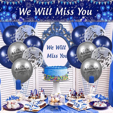 Buy Blue We Will Miss You Party Decorations Navy Blue Silver We Will ...