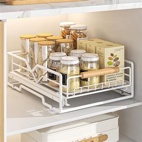 Kitchen Cabinet Sliding Pull Out Drawers Heavy Duty Metal Wire Basket ...