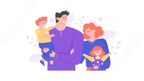 图片素材-MG卡通插画幸福一家正站在一起拥抱微笑快乐的人爸爸妈妈两个孩子-每天快乐多一点