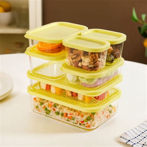 Groovo Stackable Glass Airtight Food Storage Containers Set Of 7 S ...