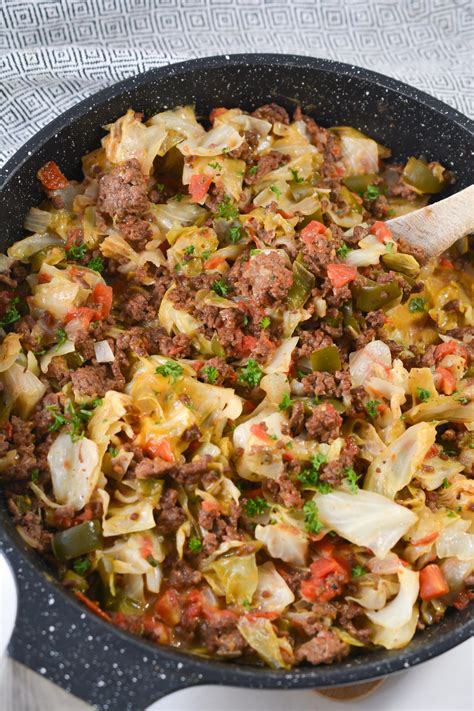Cheesy Ground Beef and Cabbage Skillet - Sweet Pea's Kitchen