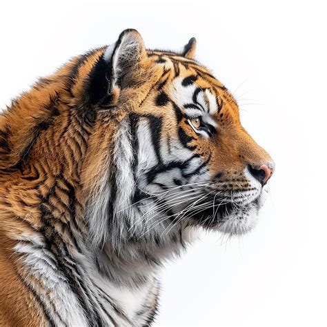 Side View Profile Tiger Standing Isolated White Background Wildlife ...