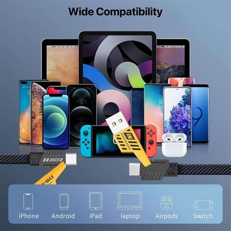 DR VAKU 4-in-1 Cable 1 m Nylon Braided Multi-Function 65W Fast Charging ...