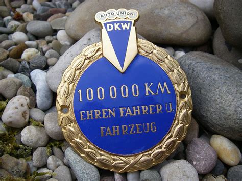 AUTO UNION DKW - 100.000 KILOMETERS MILEAGE Badge - honoring driver and ...