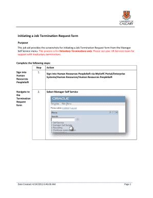 Fillable Online ucalgary Initiating a Job Termination Request form ...