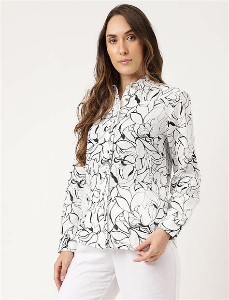 Buy Linen Floral Printed Regular Fit Shirt at Marks & Spencer