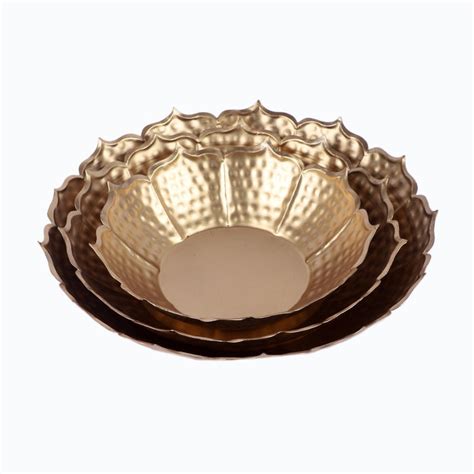 Shop Decorative Flower Urli With Diya Stand Pack Of 6 | Golden Bowl ...