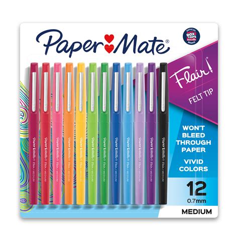 Paper Mate Flair Felt Tip Pens, Medium Point (0.7mm), Smear-Resistant ...