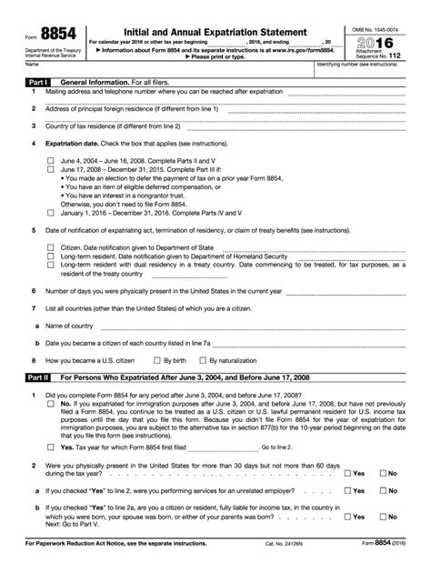 Form 8854 Initial and Annual Expatriation Statement - Fill Out and Sign ...