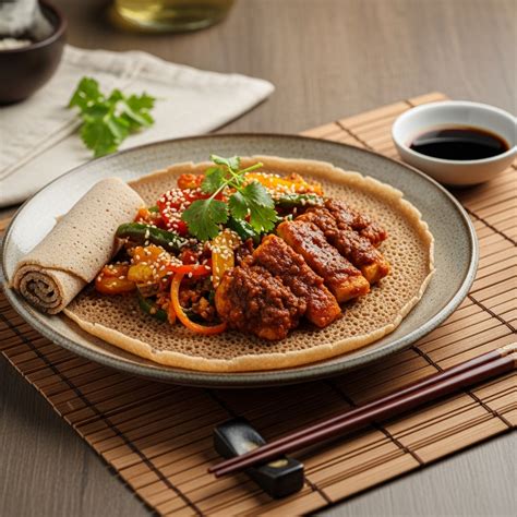 Ethiopian Injera Paleo Lunch: Gluten-Free Teff Flatbread with Spicy ...