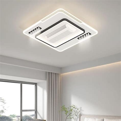 RJ-55W Modern Square Bladeless Ceiling Fan with 3-Color Dimmable LED ...