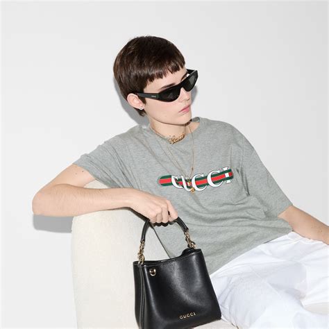 Cotton jersey T-shirt with print in grey | GUCCI® US