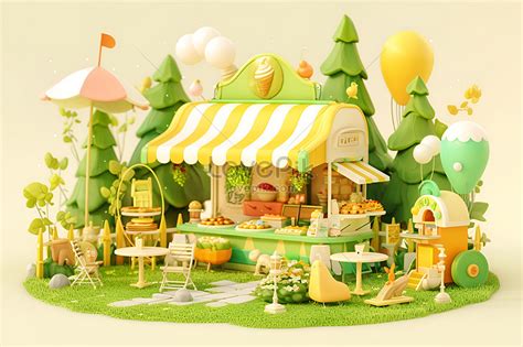 Cartoon Street Stall Table and Chairs 的图像结果