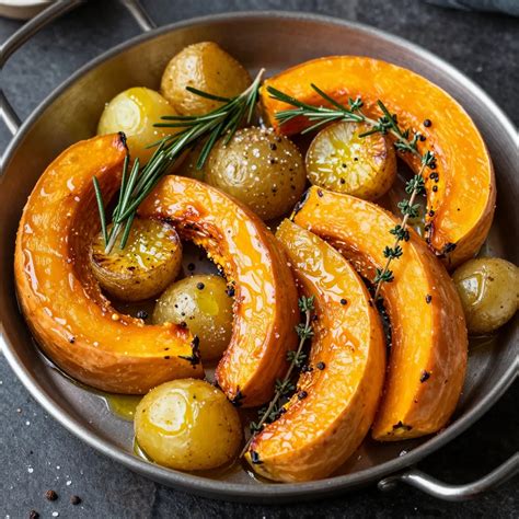 clean eating roasted winter squash and potatoes with herbs - momdishes