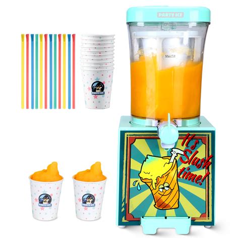 Amazon.com: Party Ice Slushie Machine for Home with 10 Cups & Spoon ...