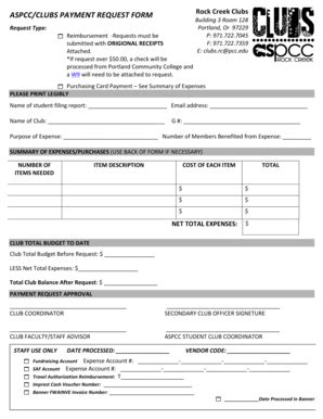 Fillable Online pcc Aspcc/clubs payment request form - Portland ...