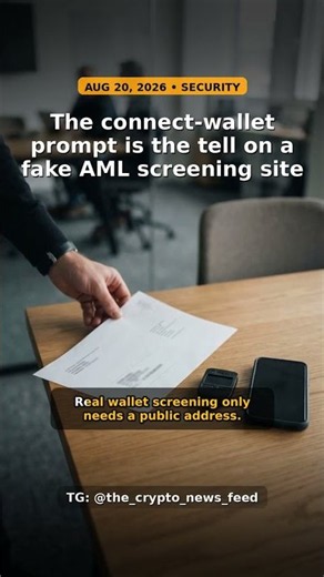 The connect-wallet prompt is the tell on a fake AML screening site