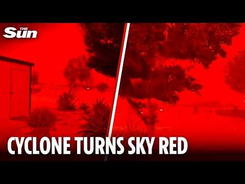 Sky turns red as cyclone Narelle slams into Western Australia