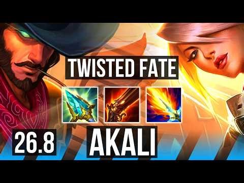 TWISTED FATE vs AKALI (MID) | Good KDA: 7/1/9 | KR Diamond | 26.8