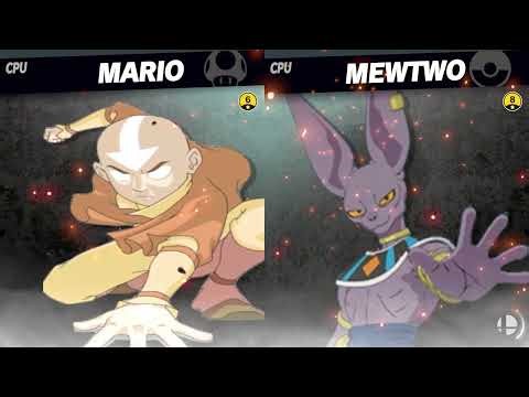 Aang (Mario) vs Beerus (Mewtwo) | CPU Battle | Modded Smash Ultimate