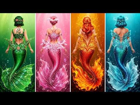 Rainbow MERMAIDS Challenge! Fire, Water, Air & Earth Mermaids!