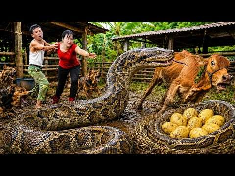 72 Hours Of Terror: Over 20-Meter Giant Python Attacks Cow Barn As Farmer Risks His Life To Stop It!