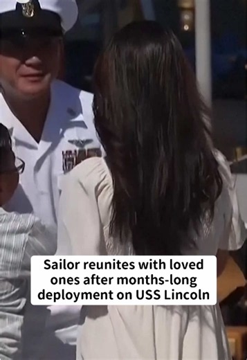 A sailor's loved ones welcomed him home with open arms after a record-long deployment aboard the USS Abraham Lincoln. More than 4,500 sailors and Marines disembarked from the aircraft carrier in San Diego on Thursday after 321 days at sea.
