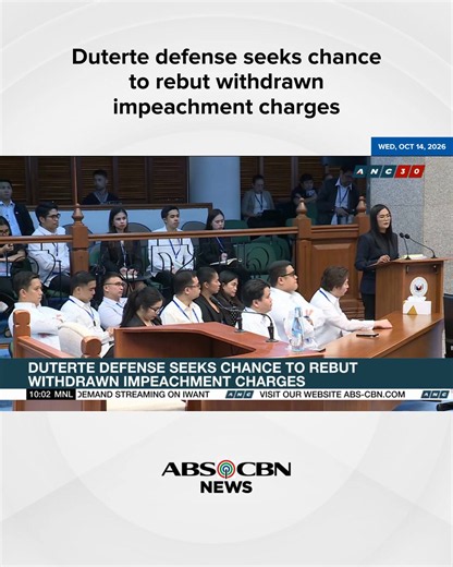 Duterte defense seeks chance to rebut withdrawn impeachment charges #ANCHeadlines #abscbnnews