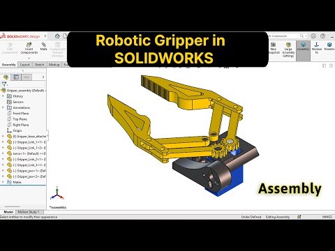 Robotic Gripper Assembly in SolidWorks | Robotic Arm SolidWorks Tutorial