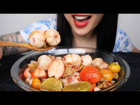FRESH MANGOSTEEN SALAD (ASMR EATING SOUNDS) LIGHT WHISPERS | SAS-ASMR