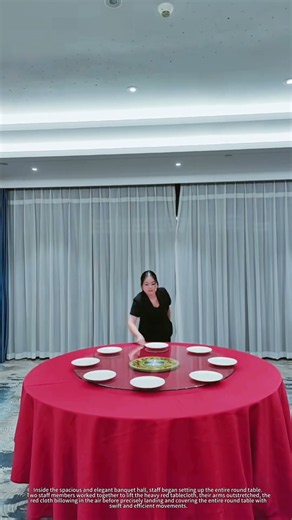 Rapid table‑setting, skilled banquet arrangement