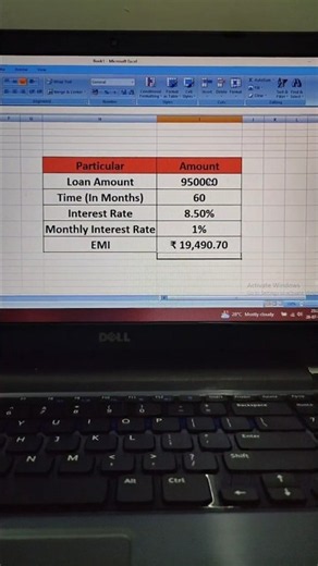 Loan EMI sirf 1 formula se calculate karo Is reel me maine Excel ka PMT Formula use karke EMi nikali