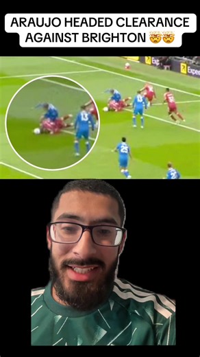Araujo headed clearance vs Brighton #ronaldaraujo #araujo #liverpool #brighton #premierleague