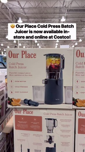 🚨 Our Place’s Cold Press Batch Juicer is exclusively at Costco right now for $169.99! 🤩 I love how sleek it looks on the counter and how easy it makes fresh juice at home without the mess! 🍊 You can grab the Blue Salt color in-store only, plus Char and Steam colors online at Costco.com — and this one WILL sell out fast! 👉🏻Go to Costco now before it’s gone, or head to Costco.com for the other colors…check the link in my bio! @ourplace @costco #OurPlacePartner | Costco Buys