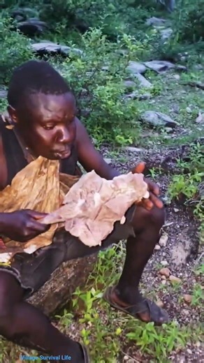Tribal Man Enjoying a Giant Meat Piece | Viral Food Eating Video #shorts