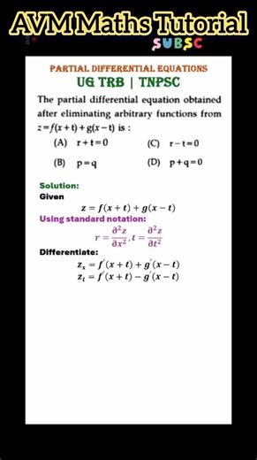 Partial differential equations | formation of arbitrary functions | #tnpscmaths | #ugtrbmaths